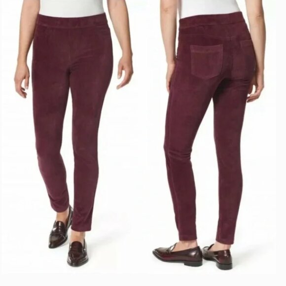 Gloria Vanderbilt Corduroy Leggings XS Burgundy Solid - Picture 1 of 4